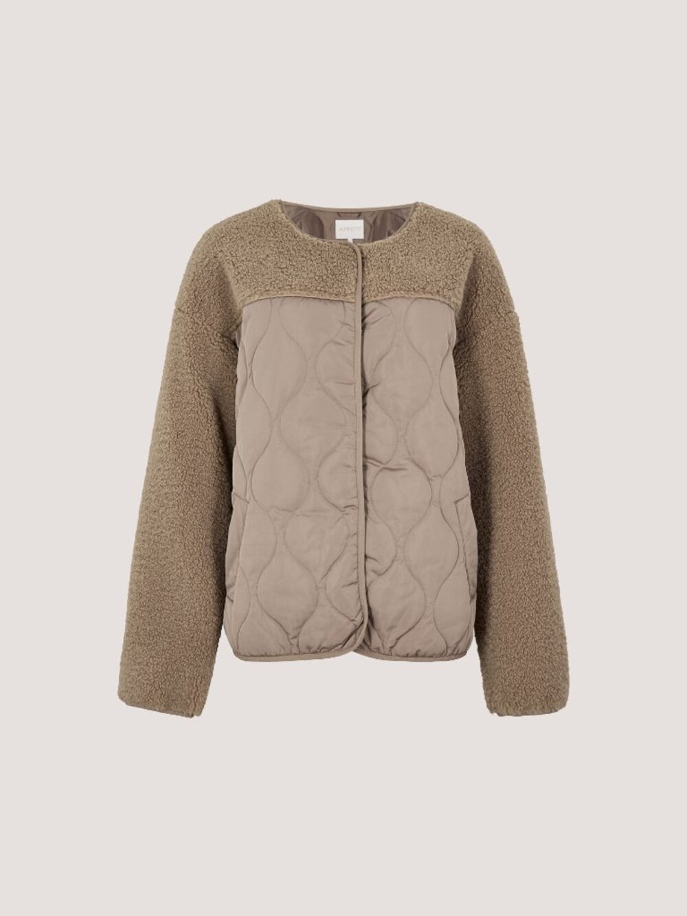 Quilted And Sherpa Snap Front Jacket